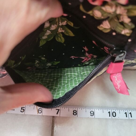 Vera Bradley Black Green Print Hope Shoulder Bag - Picture 9 of 15